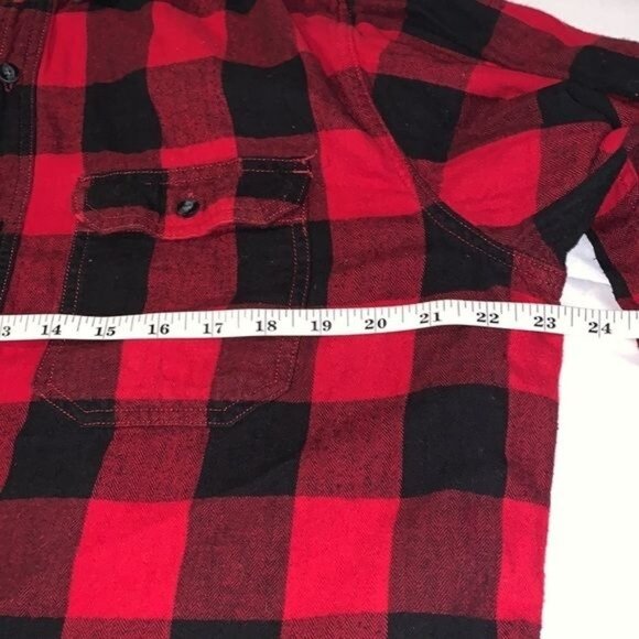 George Red & Black Buffalo Check Flannel Shirt L 42-44 Long Sleeve Button-Down 1 - Picture 8 of 8